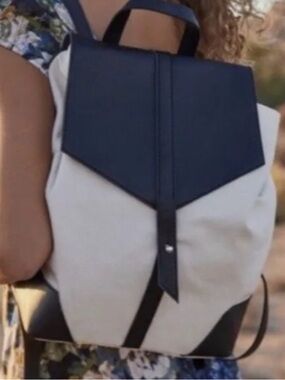 Deux Lux Two-Tone Canvas Backpack in Black and Cream